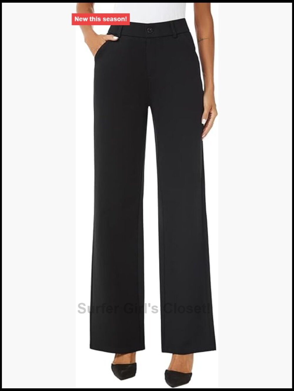 Womens High Waist Wide Straight Leg Trousers Casual Slacks Dress Pants with